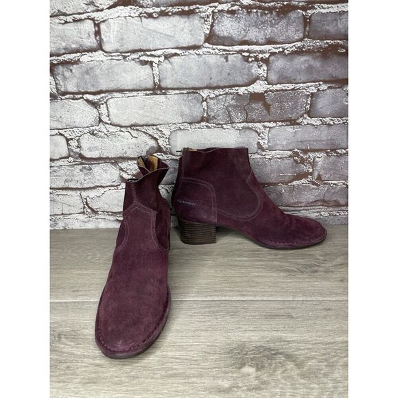 UGG Bandera Purple Plum Suede Back Zip Ankle Bootie Heel Boots Women 7M US/38EU - Picture 7 of 16